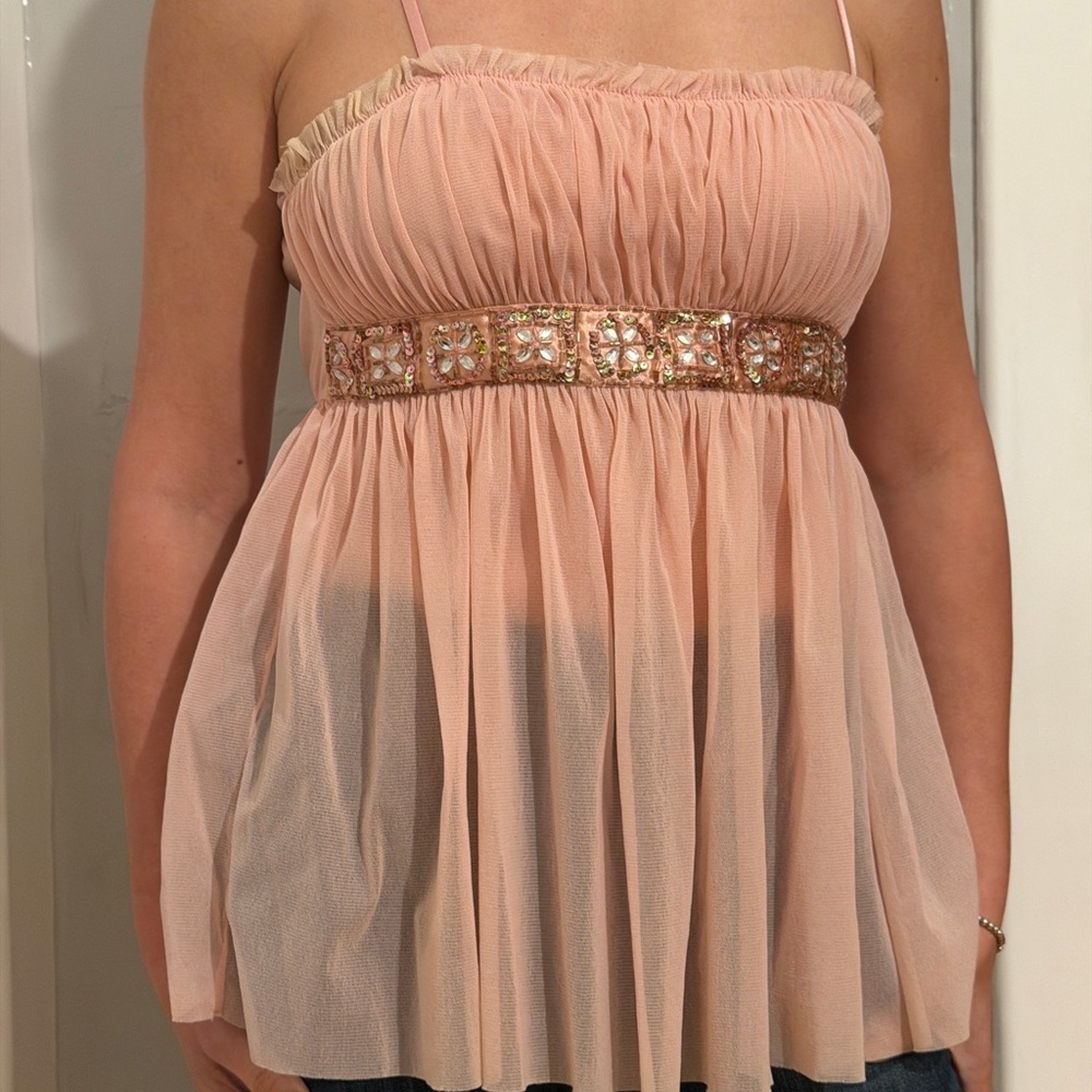 Moda International Blush Pink Embellished Blouse